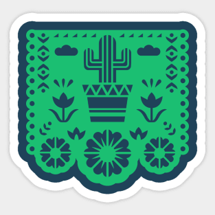 Colorful Papel Picado with Organ Pipe Cactus Saguaro Sticker